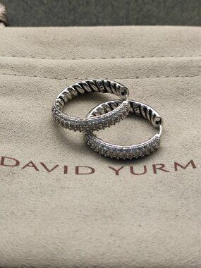 David Yurman 925 Silver Earrings with Original Pouch